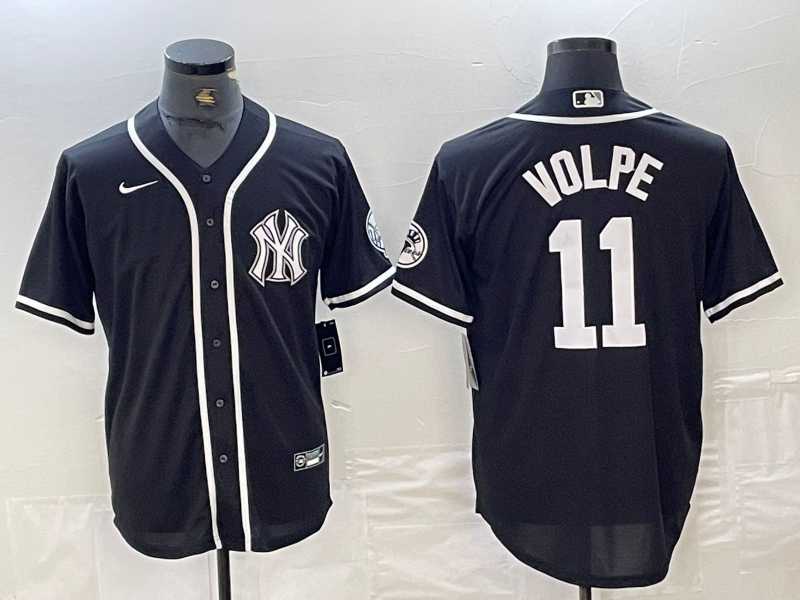Men's New York Yankees #11 Anthony Volpe Black White Cool Base Stitched Jersey